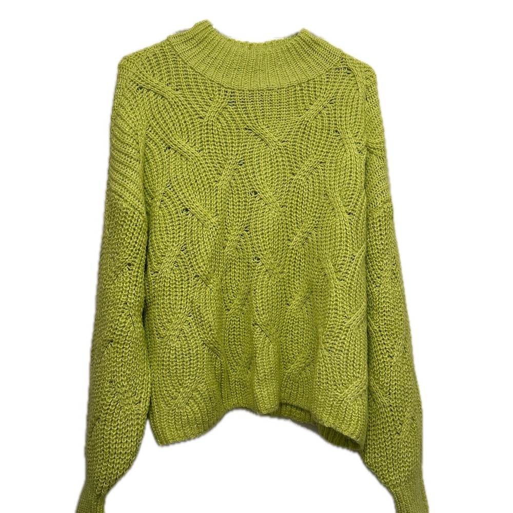 American Eagle Lime Green Cable Knit Sweater